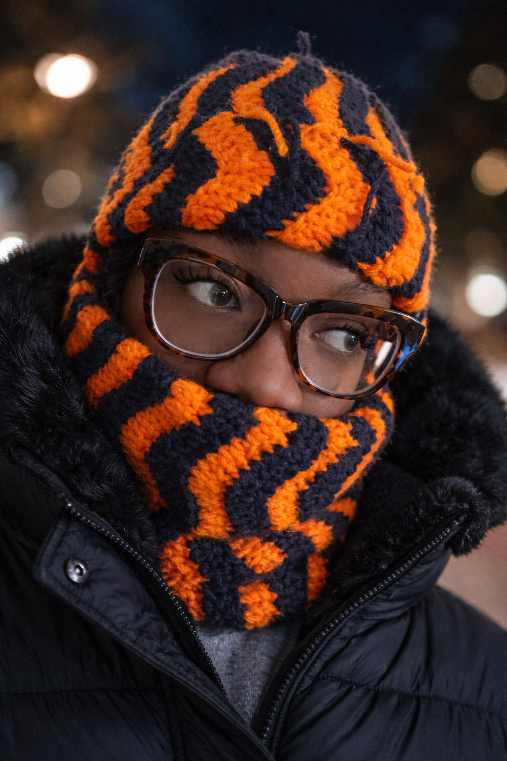 Midnight Ember Crochet Beanie & Neck Warmer Set