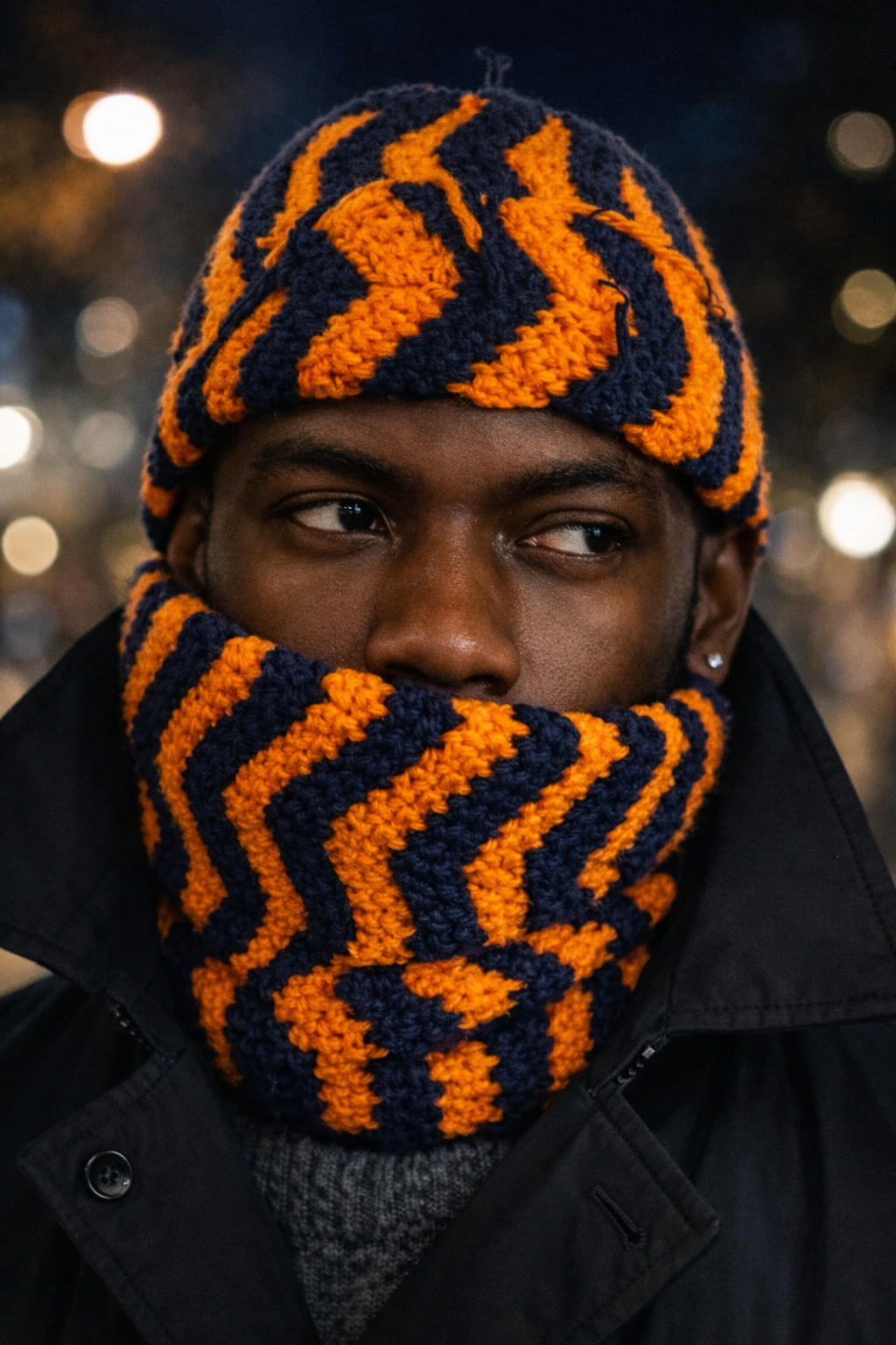 Midnight Ember Crochet Beanie & Neck Warmer Set